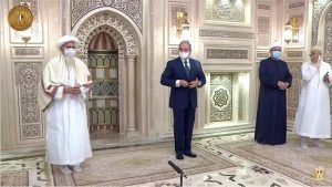 الرئيس السيسى يرحب بسلطان طائفة البهرة فى مسجد الحسين