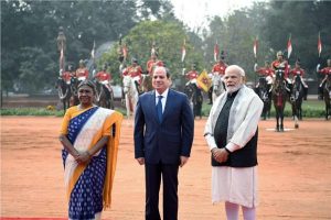 رئيسة الهند تستقبل السيسي في قصر «راشتراباتي بهافان» الجمهوري بنيودلهي