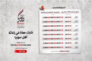 صندوق تحيا مصر يخصص حسابا لاستقبال مساهمات إغاثة سوريا
