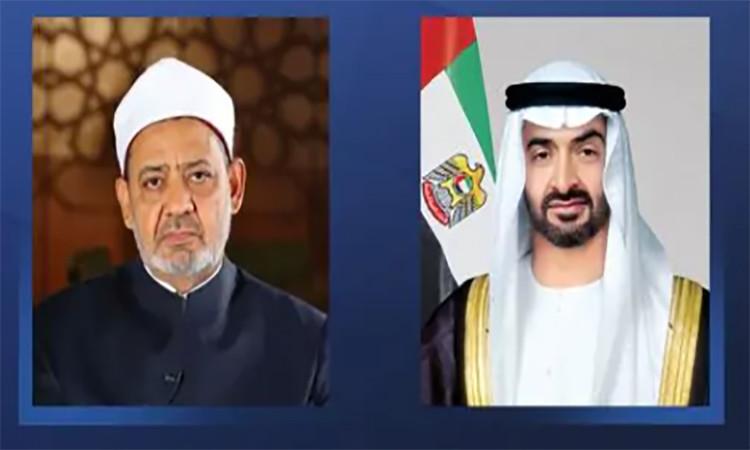 رئيس الإمارات وشيخ الأزهر يؤكدان أهمية استمرار الجهود لوقف إطلاق النار بغزة